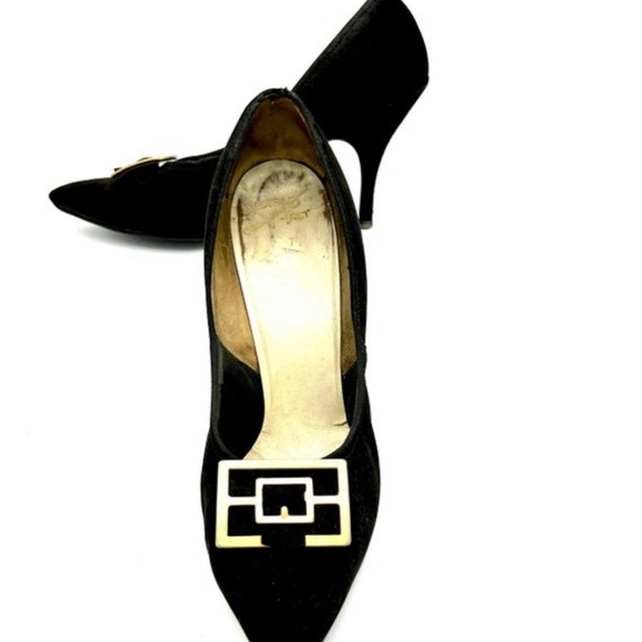 Shoes - Vintage 1950s black suede pump